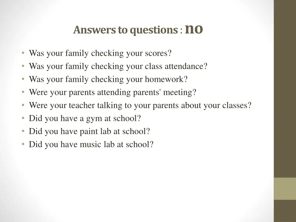 answersto questions no