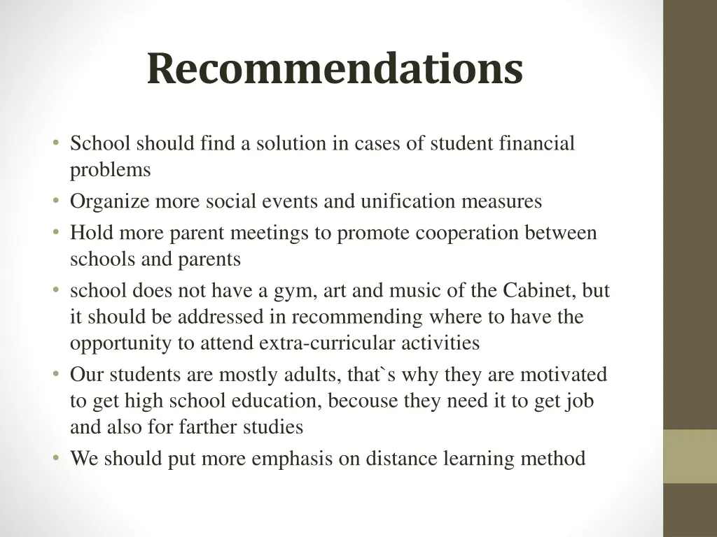 recommendations