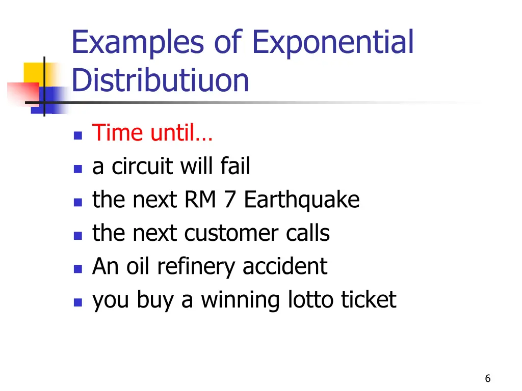examples of exponential distributiuon