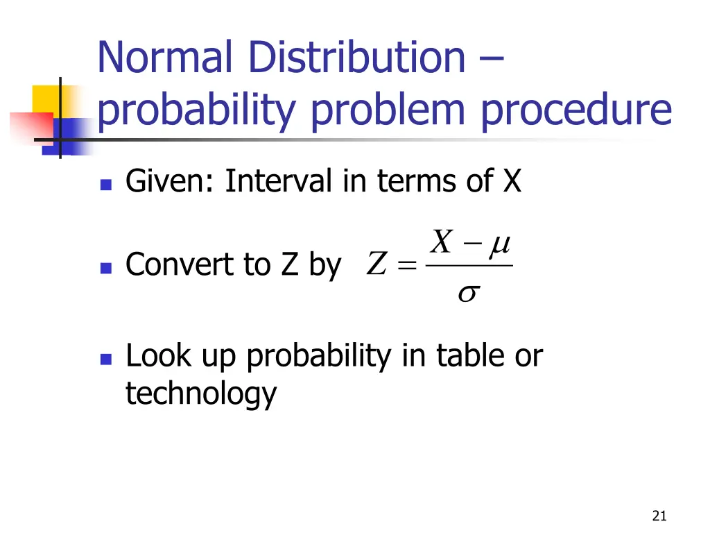 normal distribution probability problem procedure