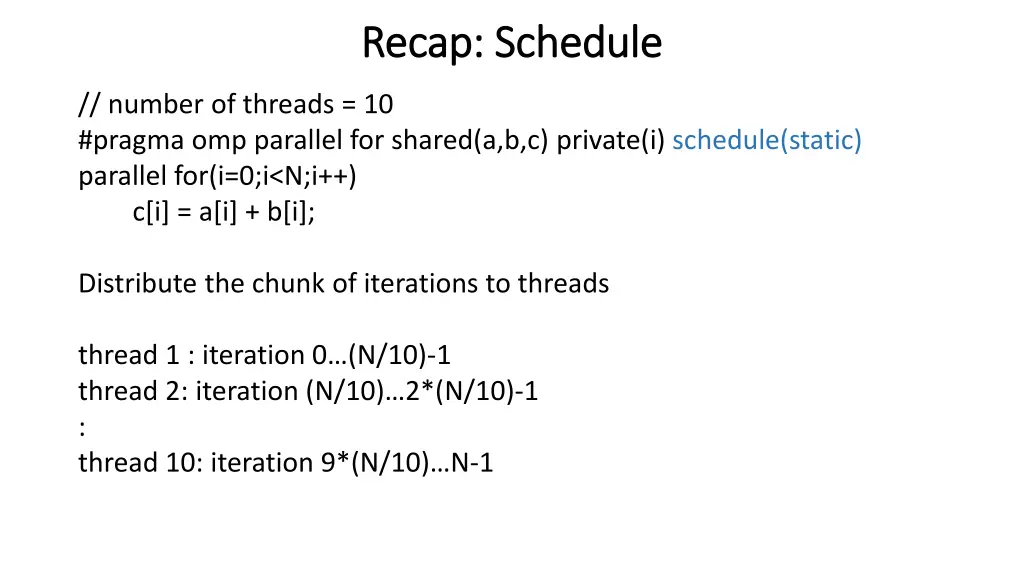 recap schedule recap schedule