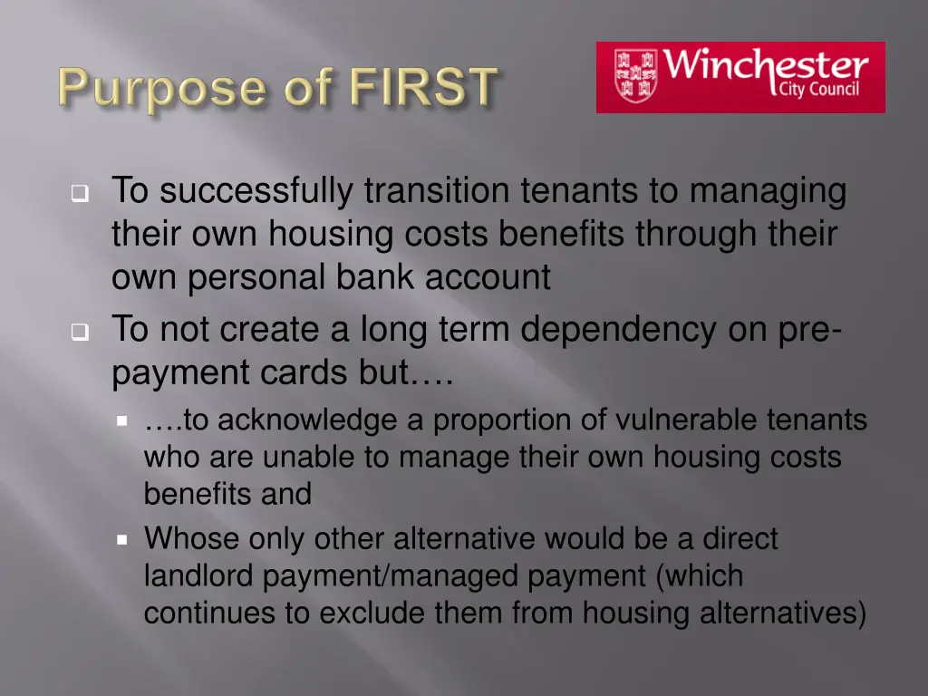 to successfully transition tenants to managing