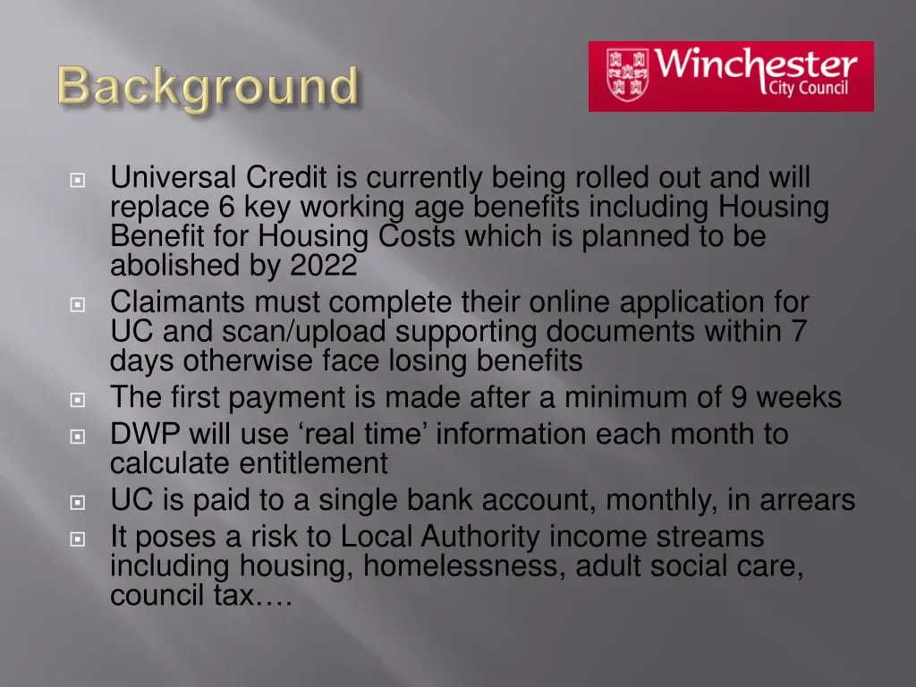 universal credit is currently being rolled