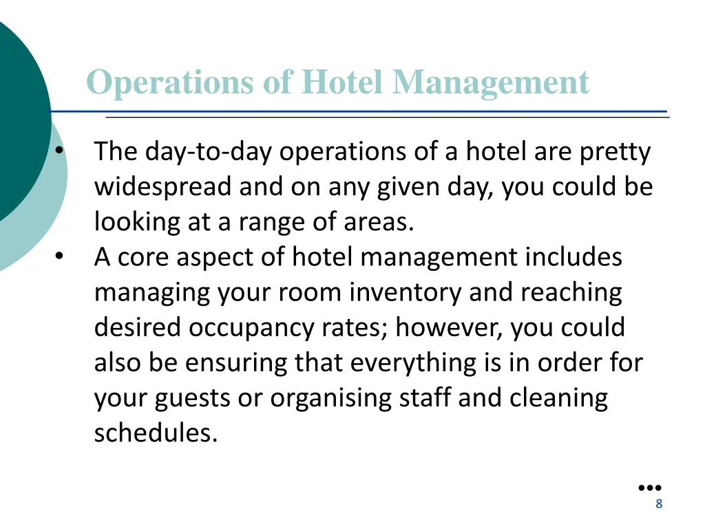 operations of hotel management