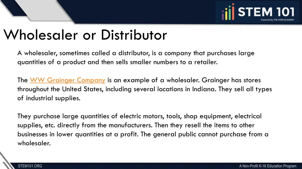 te stem academy wholesaler or distributor