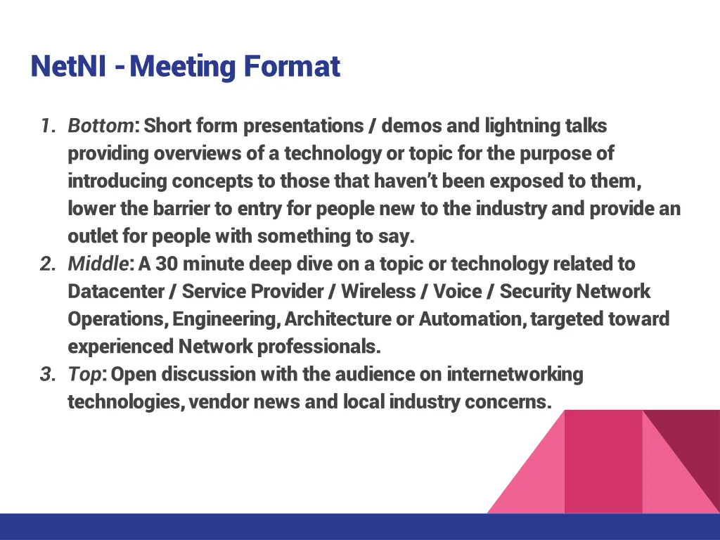 netni meeting format