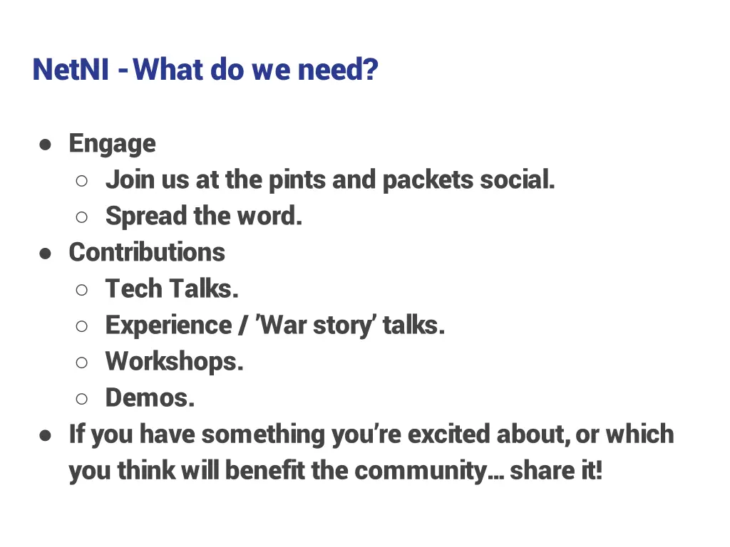 netni what do we need