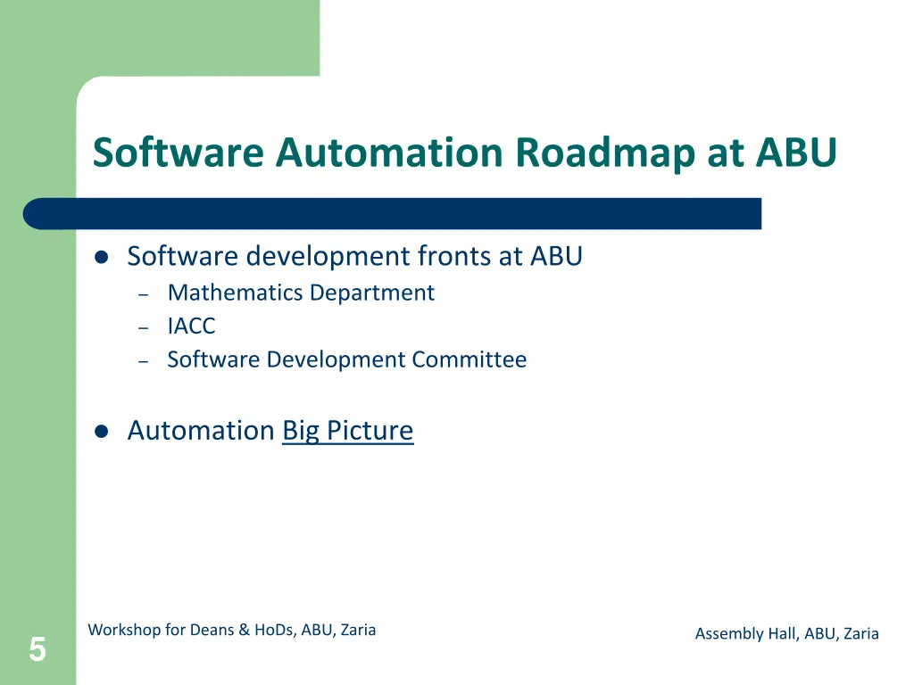 software automation roadmap at abu