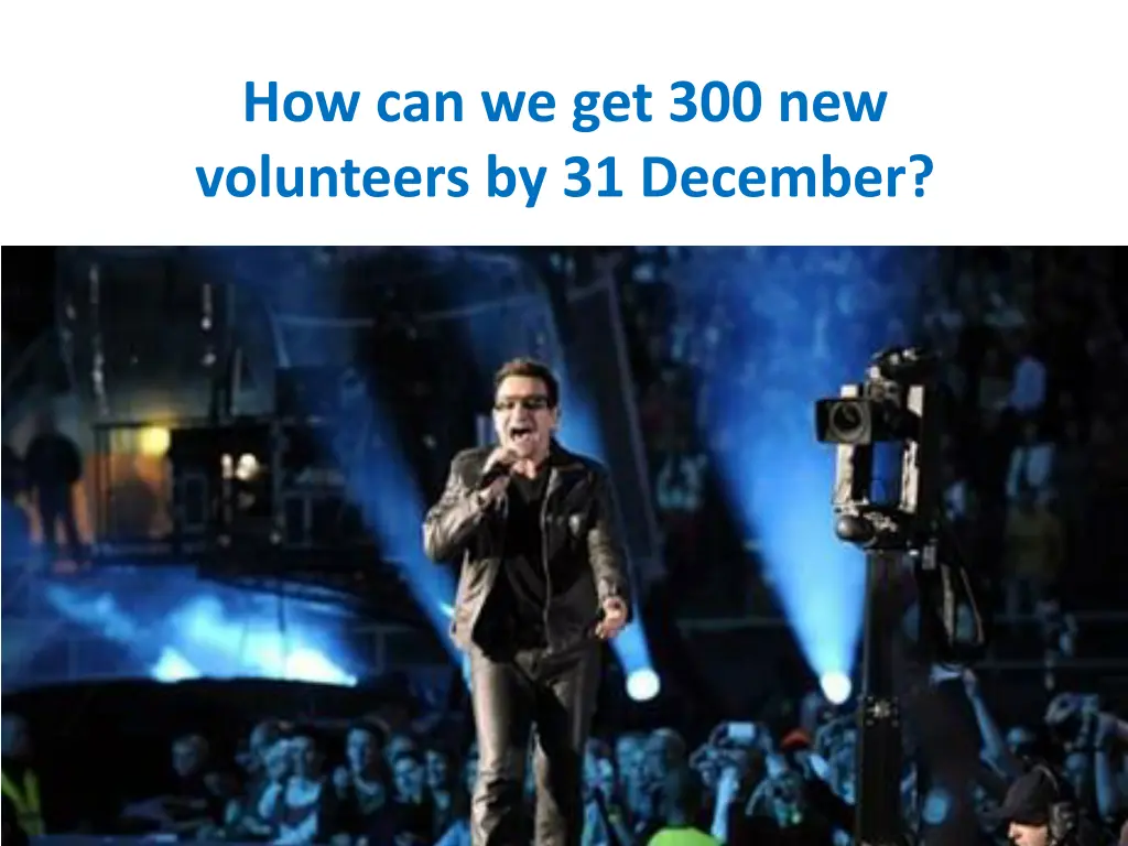 how can we get 300 new volunteers by 31 december