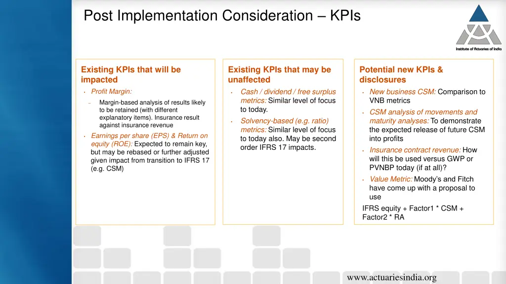 post implementation consideration kpis