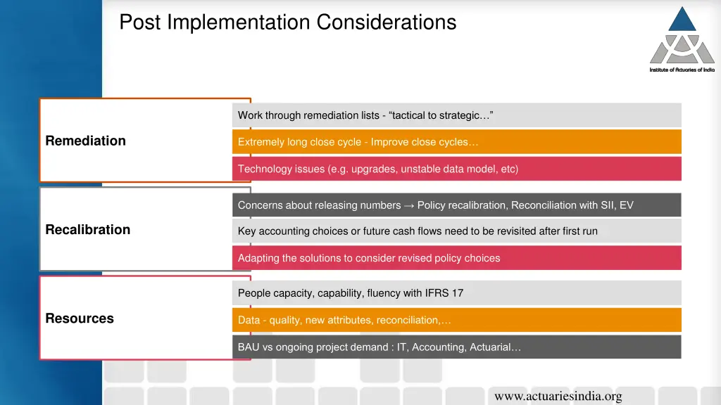 post implementation considerations