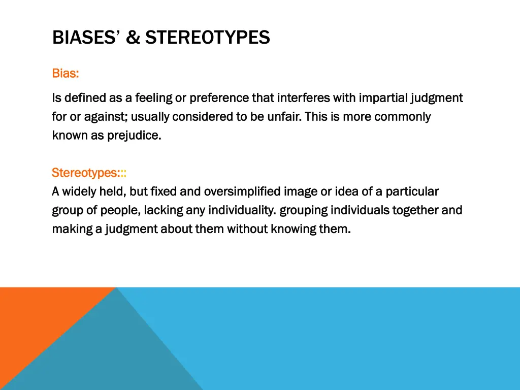 biases stereotypes