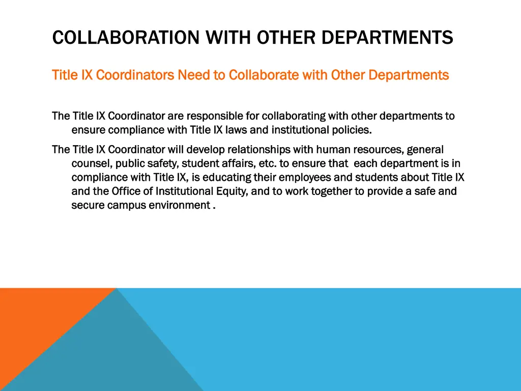collaboration with other departments