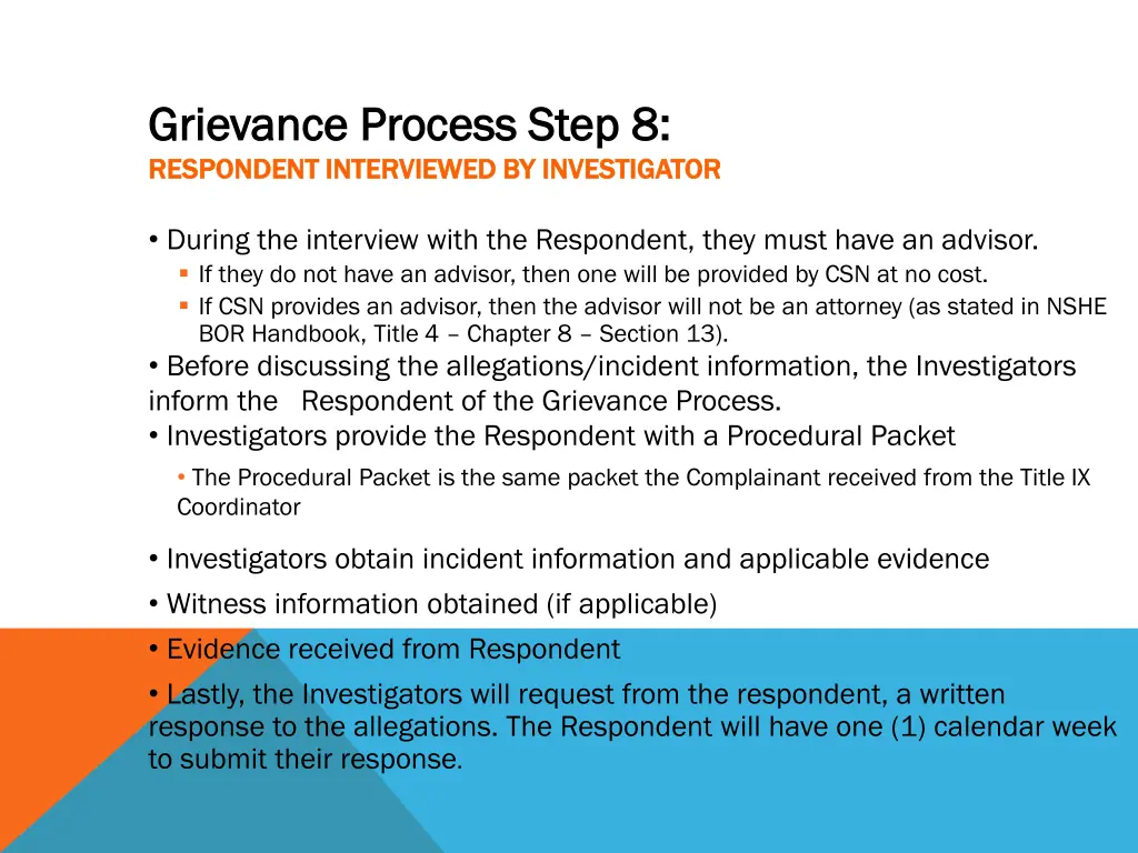 grievance process step 8 grievance process step
