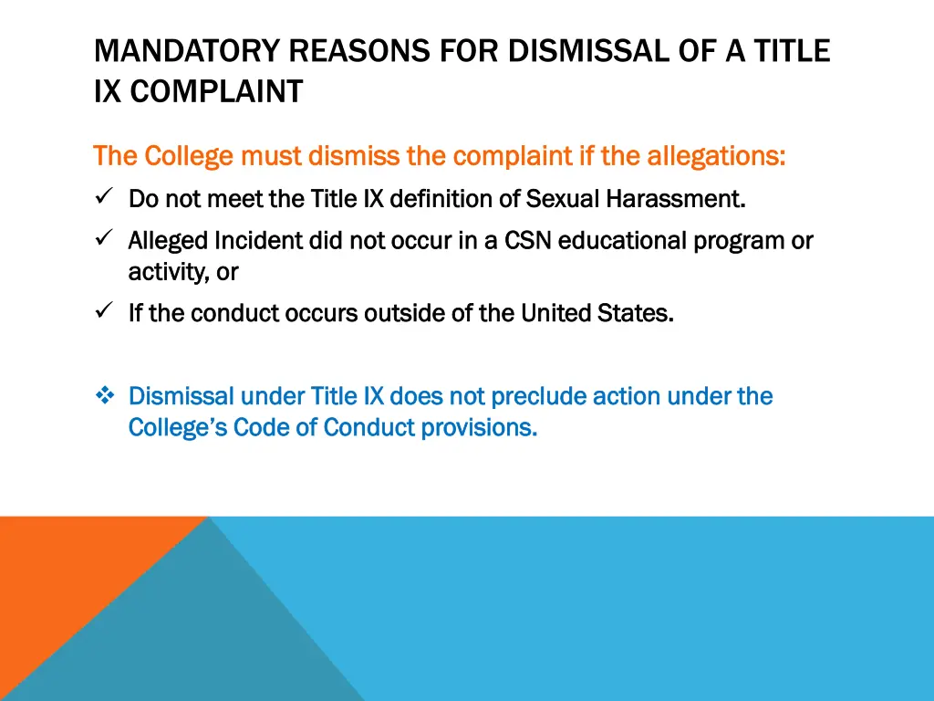mandatory reasons for dismissal of a title