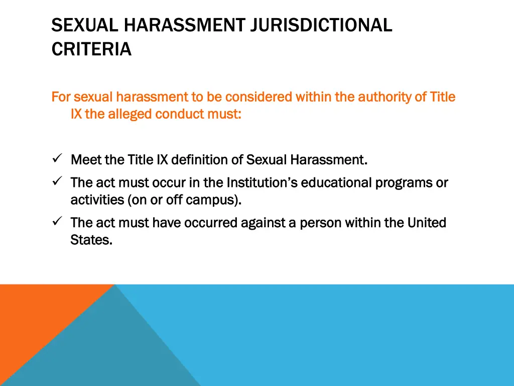 sexual harassment jurisdictional criteria