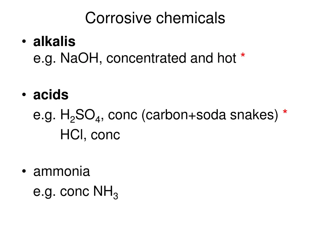 corrosive chemicals