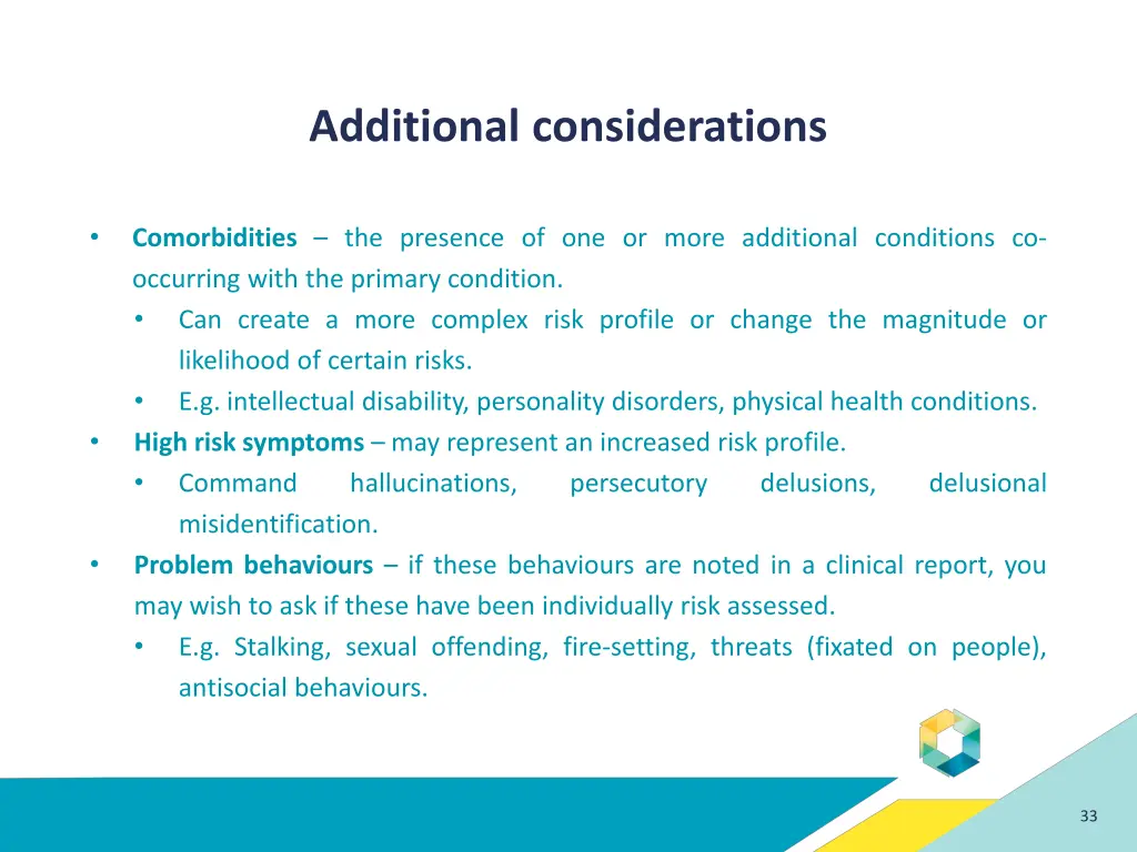 additional considerations
