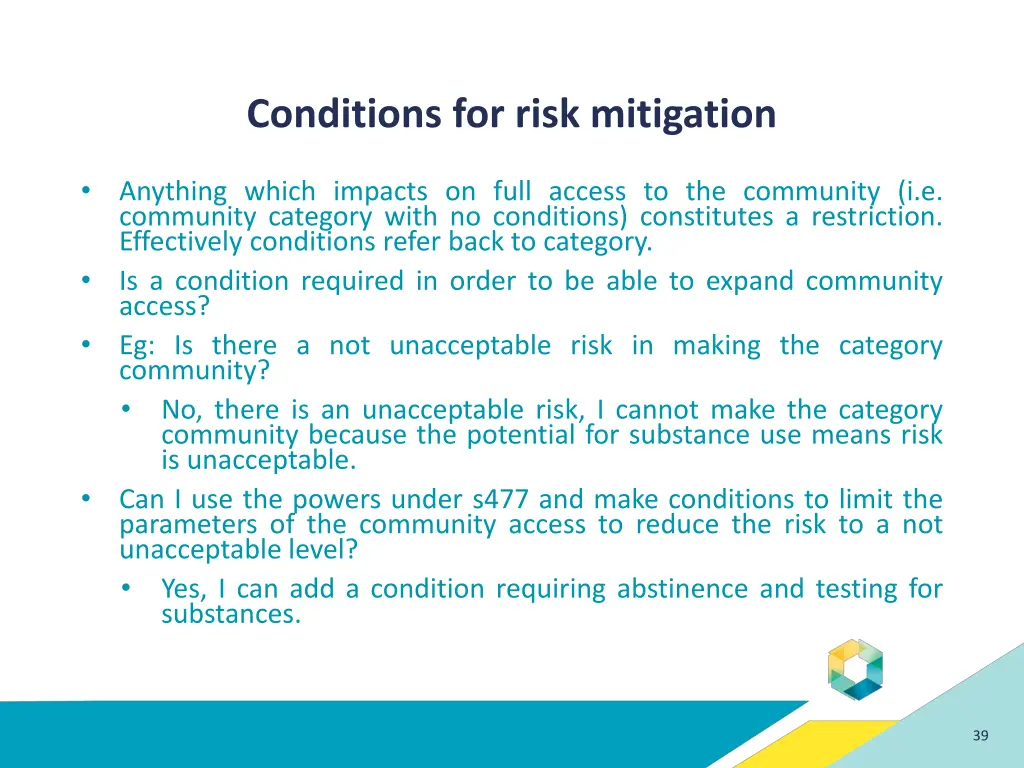 conditions for risk mitigation