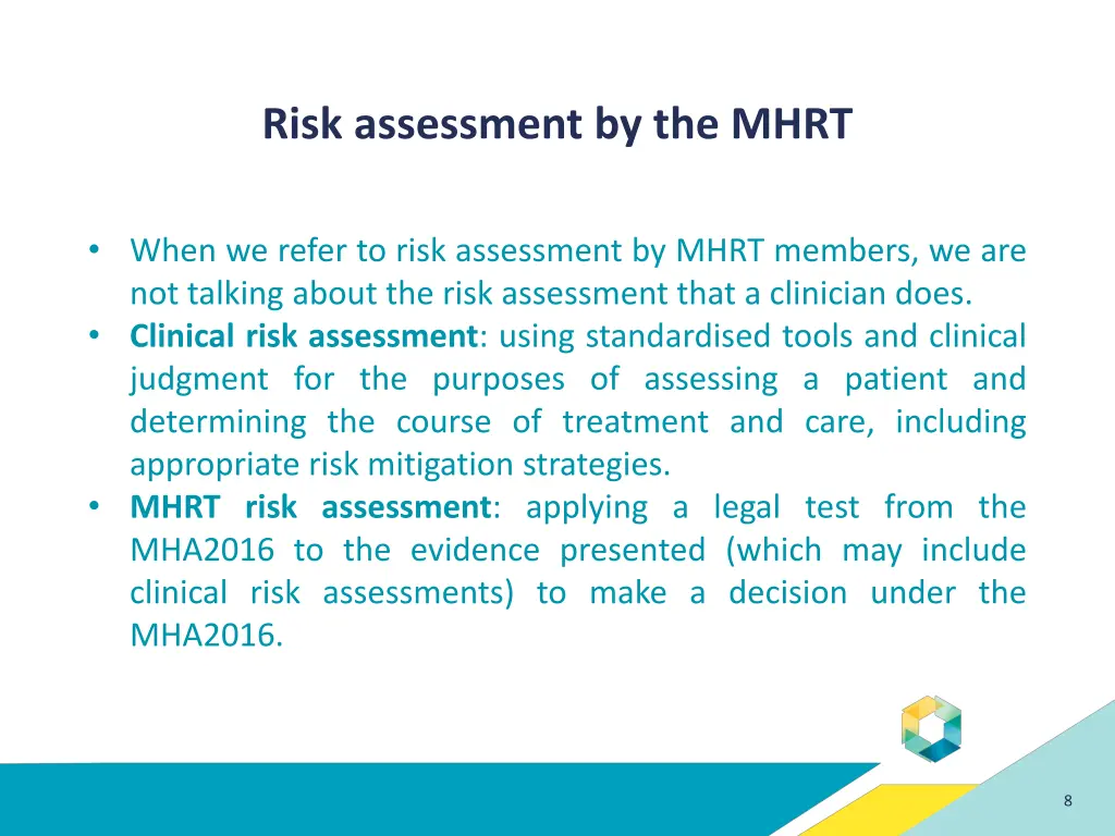 risk assessment by the mhrt