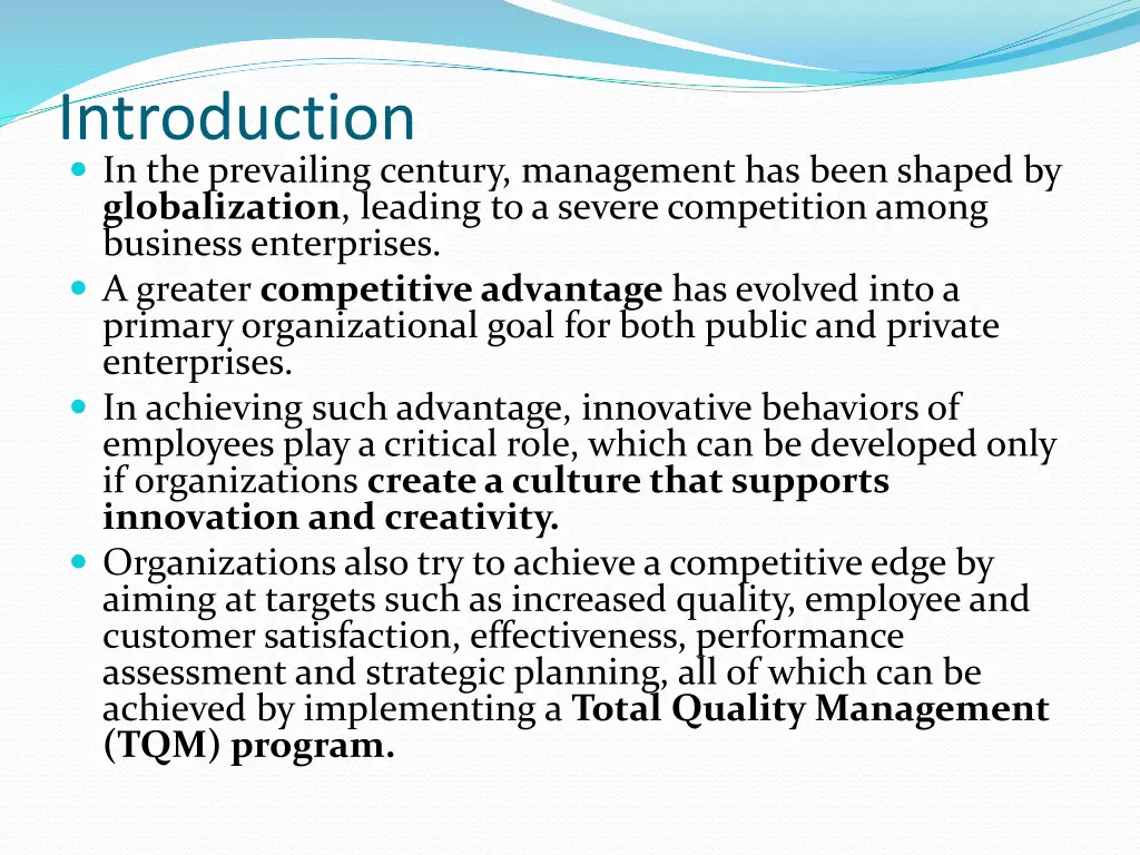 introduction in the prevailing century management