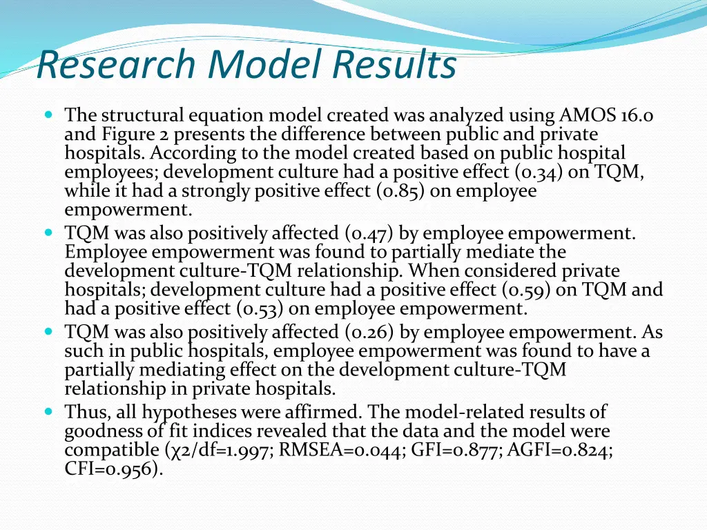 research model results