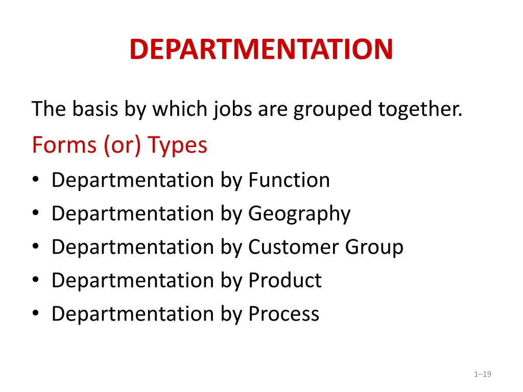 departmentation