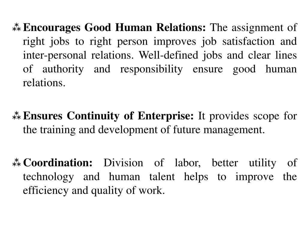 encourages good human relations the assignment