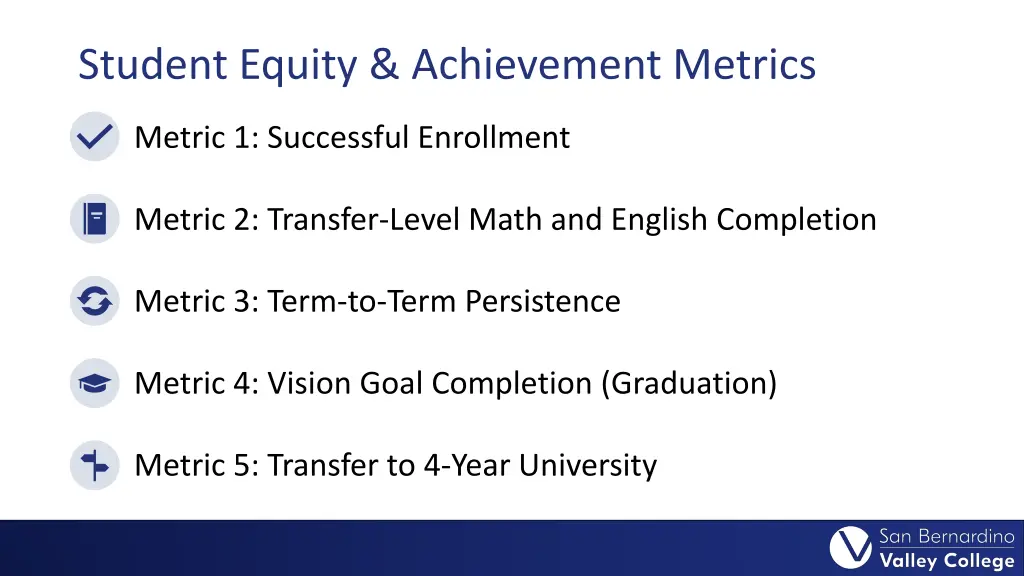 student equity achievement metrics