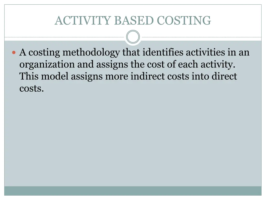 activity based costing