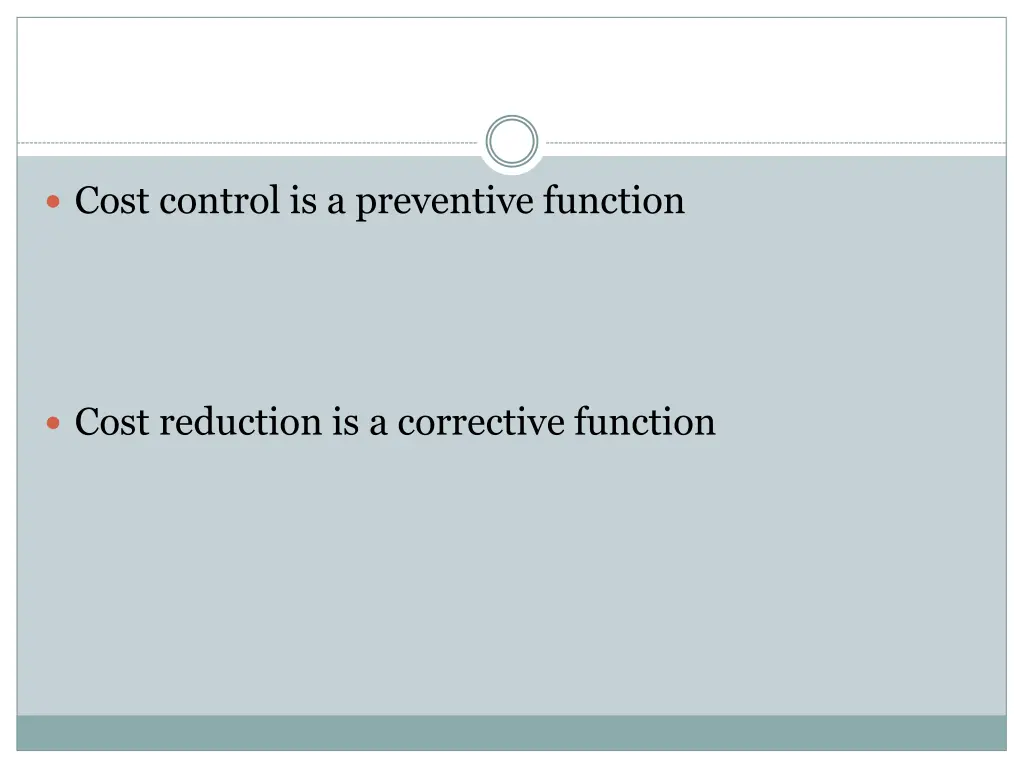 cost control is a preventive function