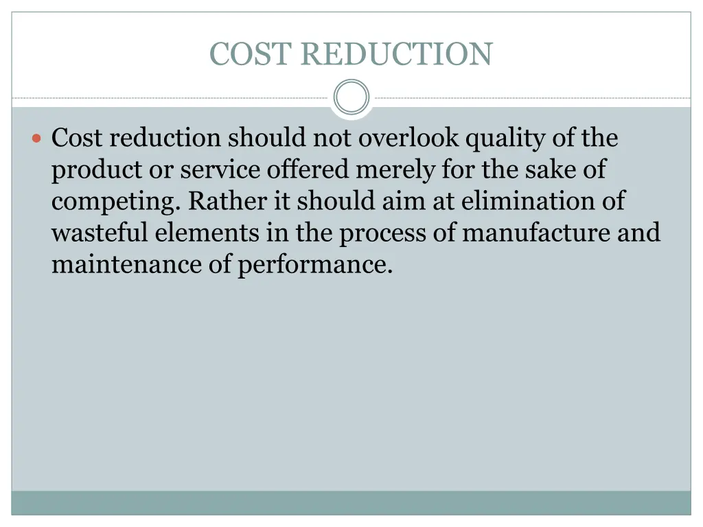 cost reduction