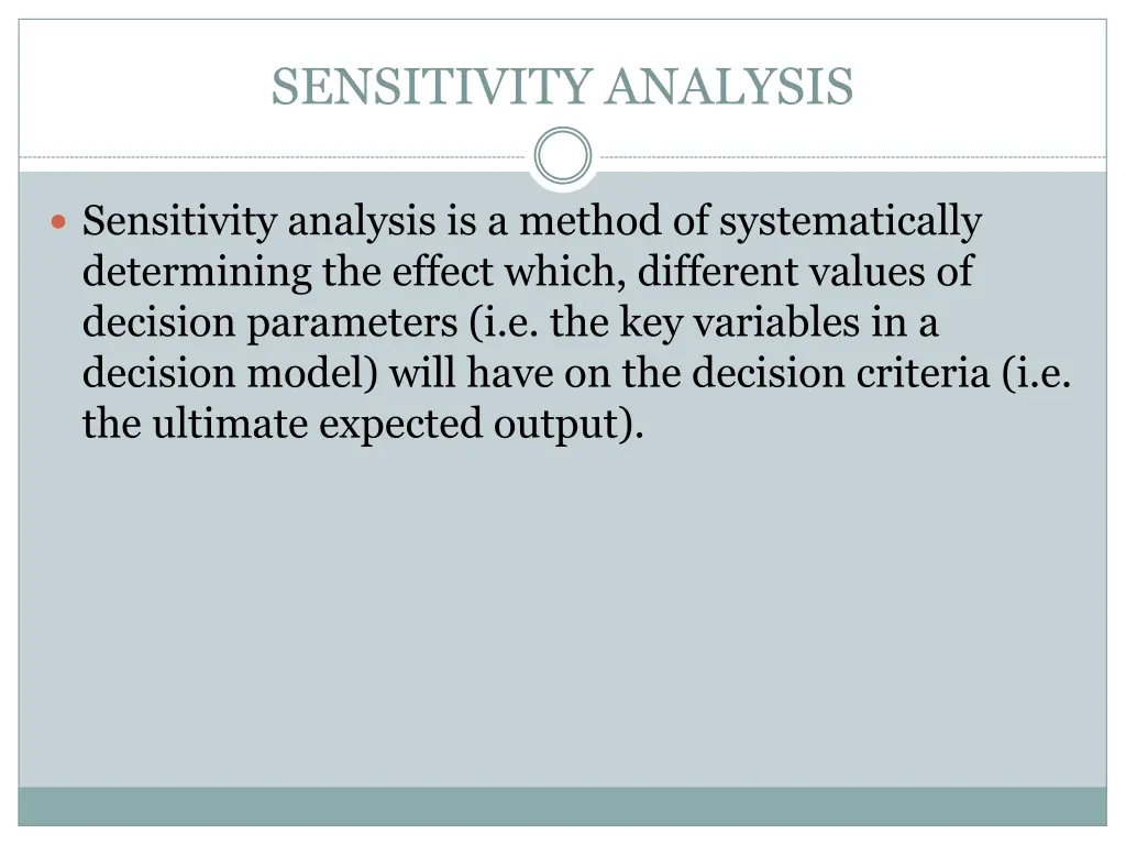 sensitivity analysis