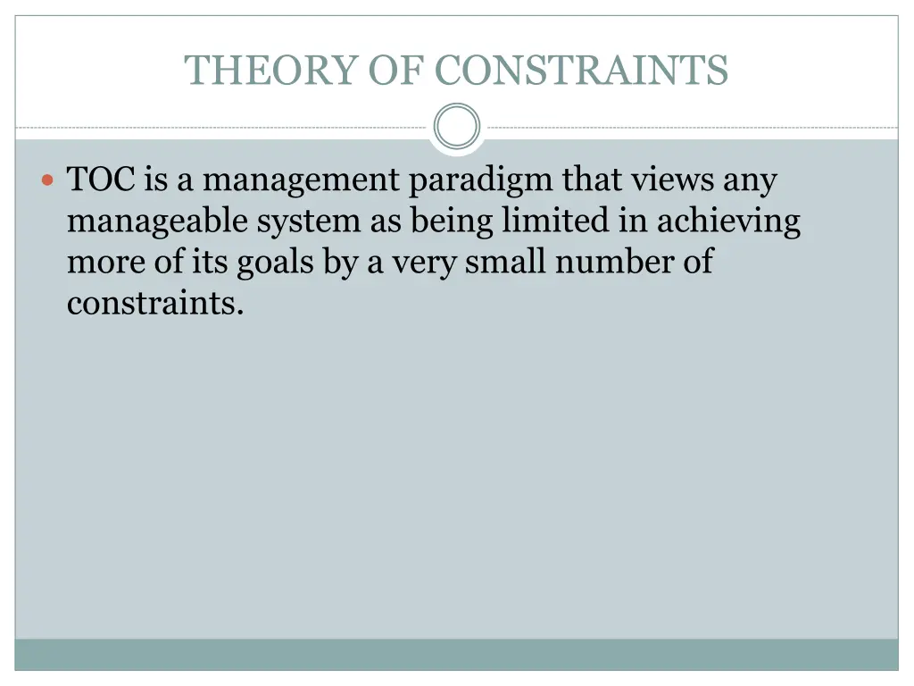 theory of constraints