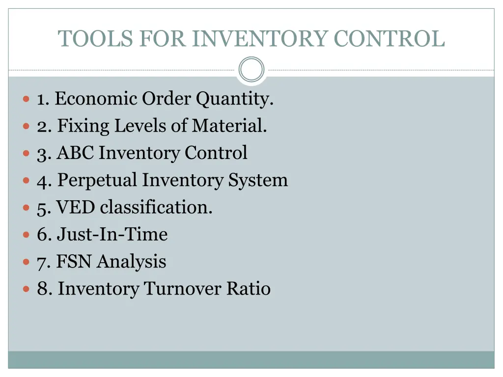 tools for inventory control