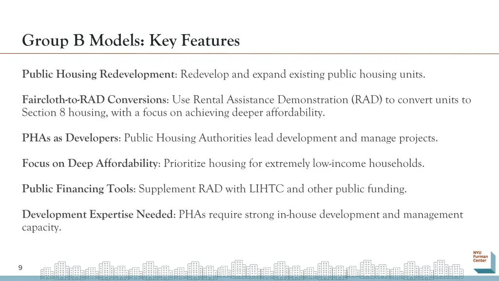group b models key features