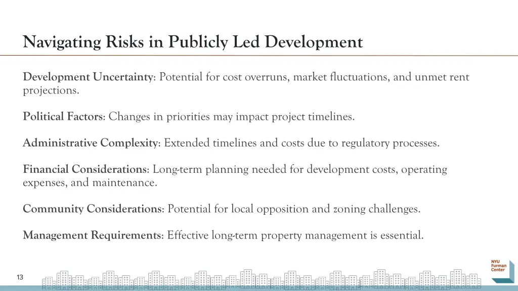 navigating risks in publicly led development
