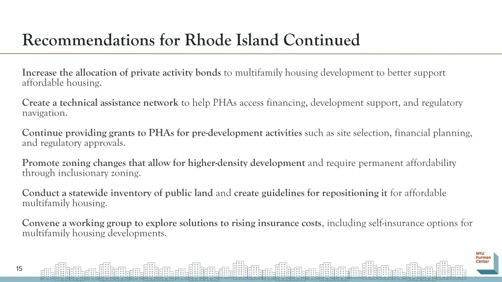 recommendations for rhode island continued