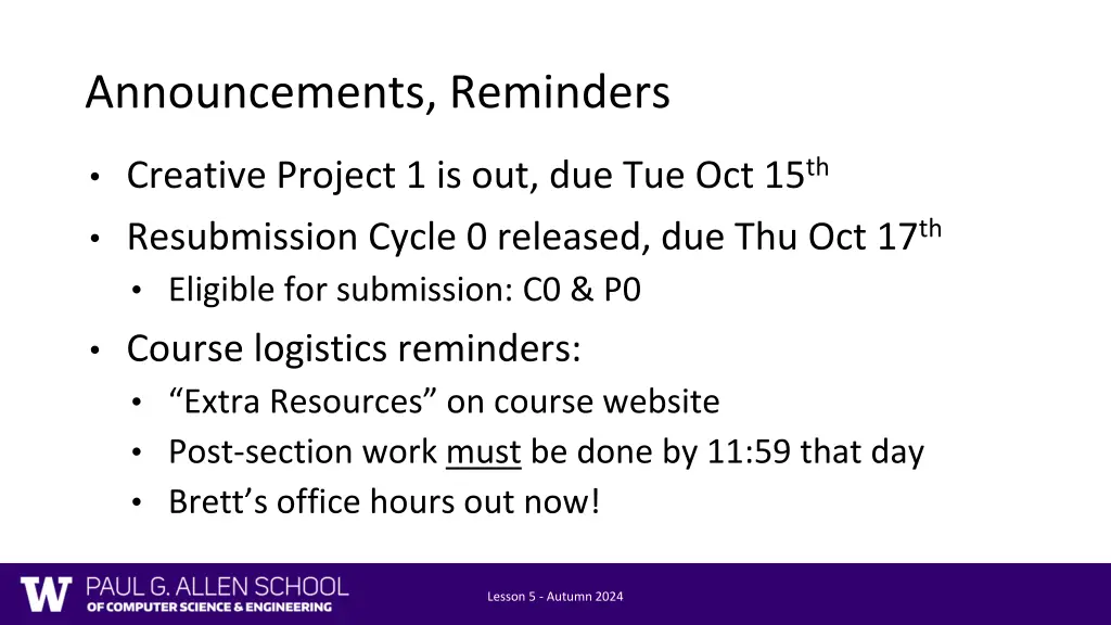 announcements reminders