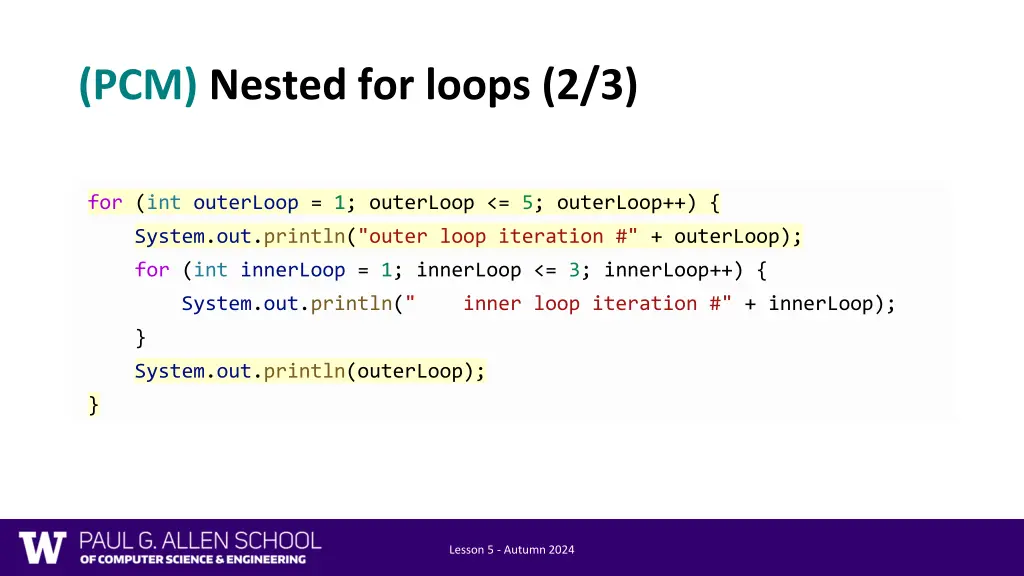 pcm nested for loops 2 3