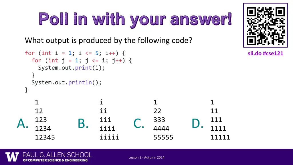 poll in with your answer