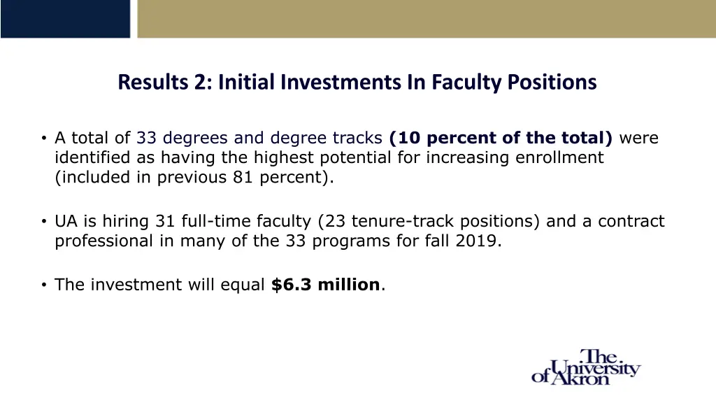results 2 initial investments in faculty positions
