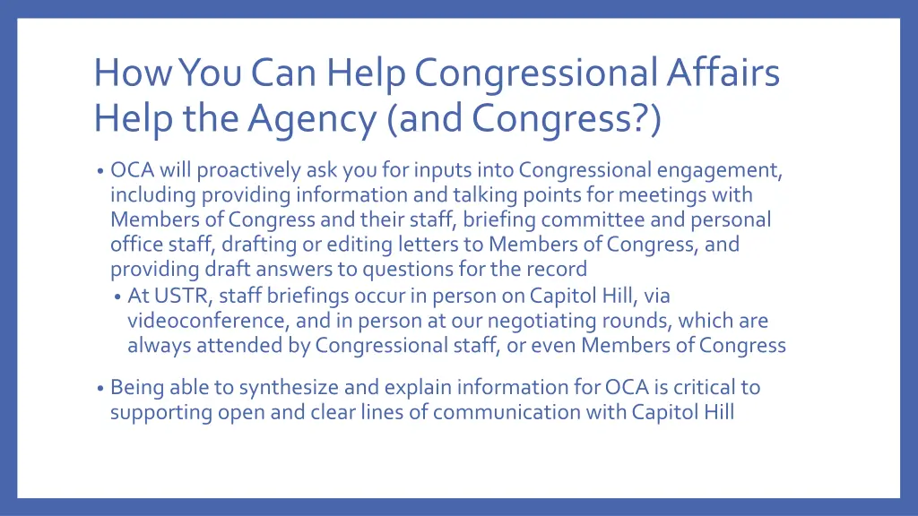 how you can help congressional affairs help