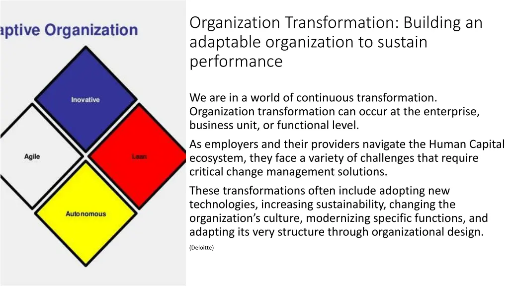 organization transformation building an adaptable