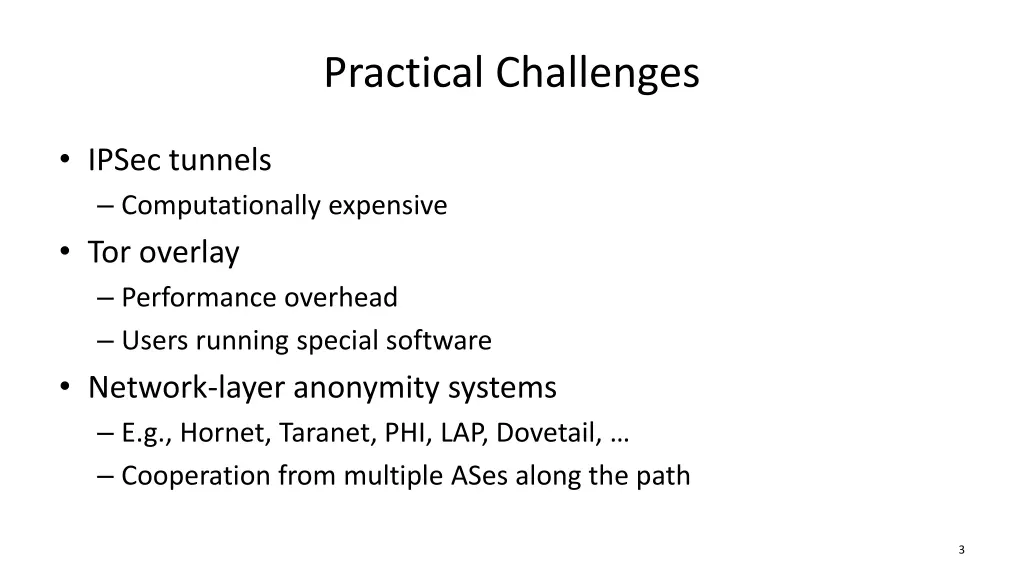 practical challenges