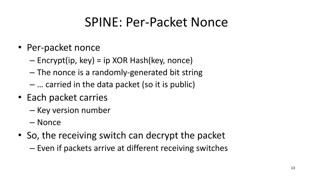 spine per packet nonce