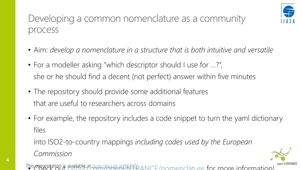 developing a common nomenclature as a community