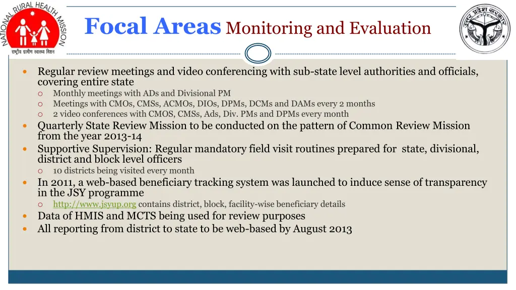 focal areas monitoring and evaluation