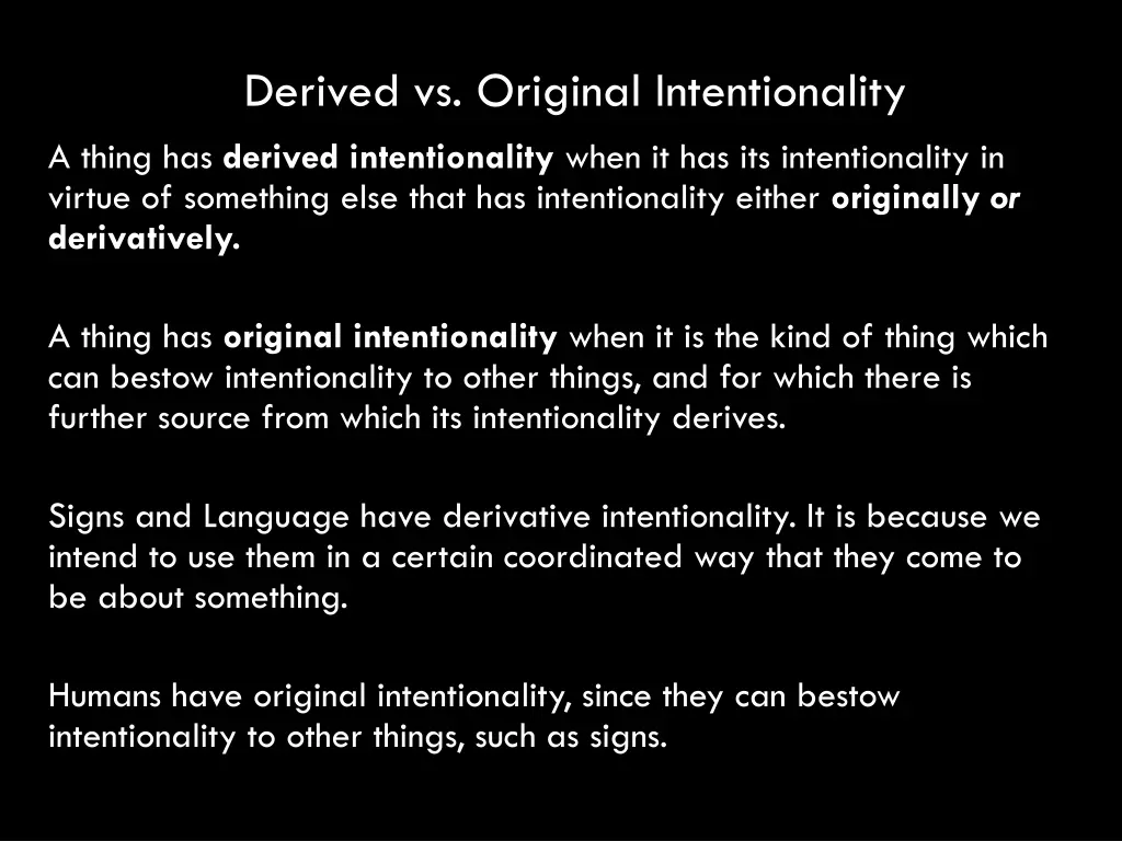 derived vs original intentionality a thing