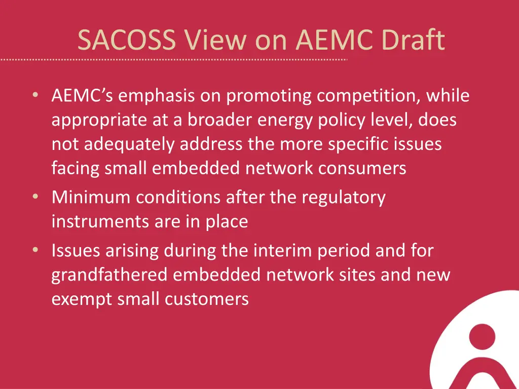 sacoss view on aemc draft